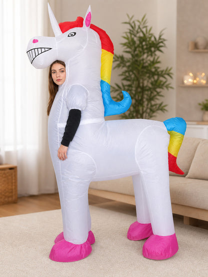 Rainbow Inflatable Unicorn Costume for Parties lifestyle view