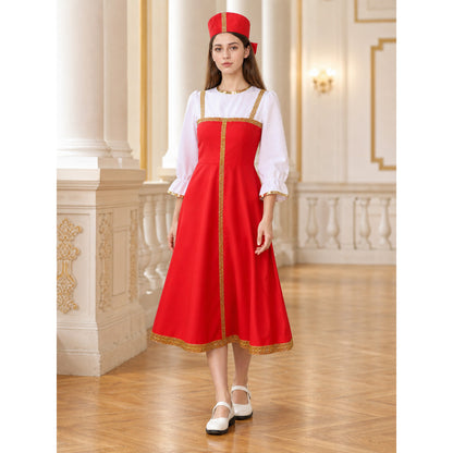Russian Folk Costume Dress with Hat lifestyle view