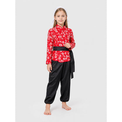 Theater Role Costume: Red Top and Black Pants Costumes detail