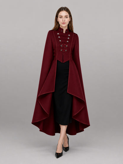 Burgundy Gothic Dress with a Black Panel
