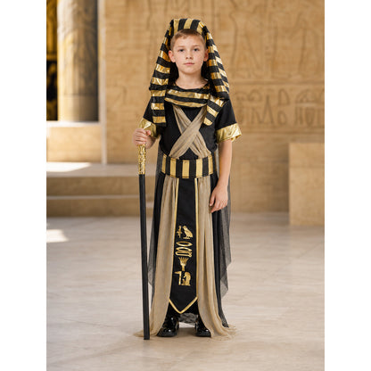 Pharaoh Costume with Headdress and Belt, Black and Gold lifestyle view