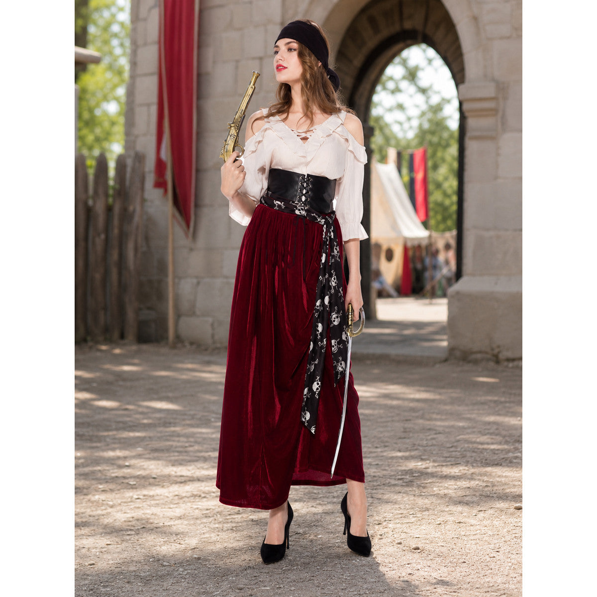 Pirate Cosplay Costume: Skirt, Top, and Belt lifestyle view