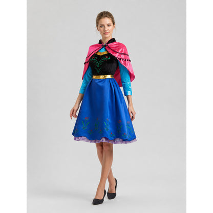 Anna Frozen Cosplay Dress with Cape Costume Dresses detail