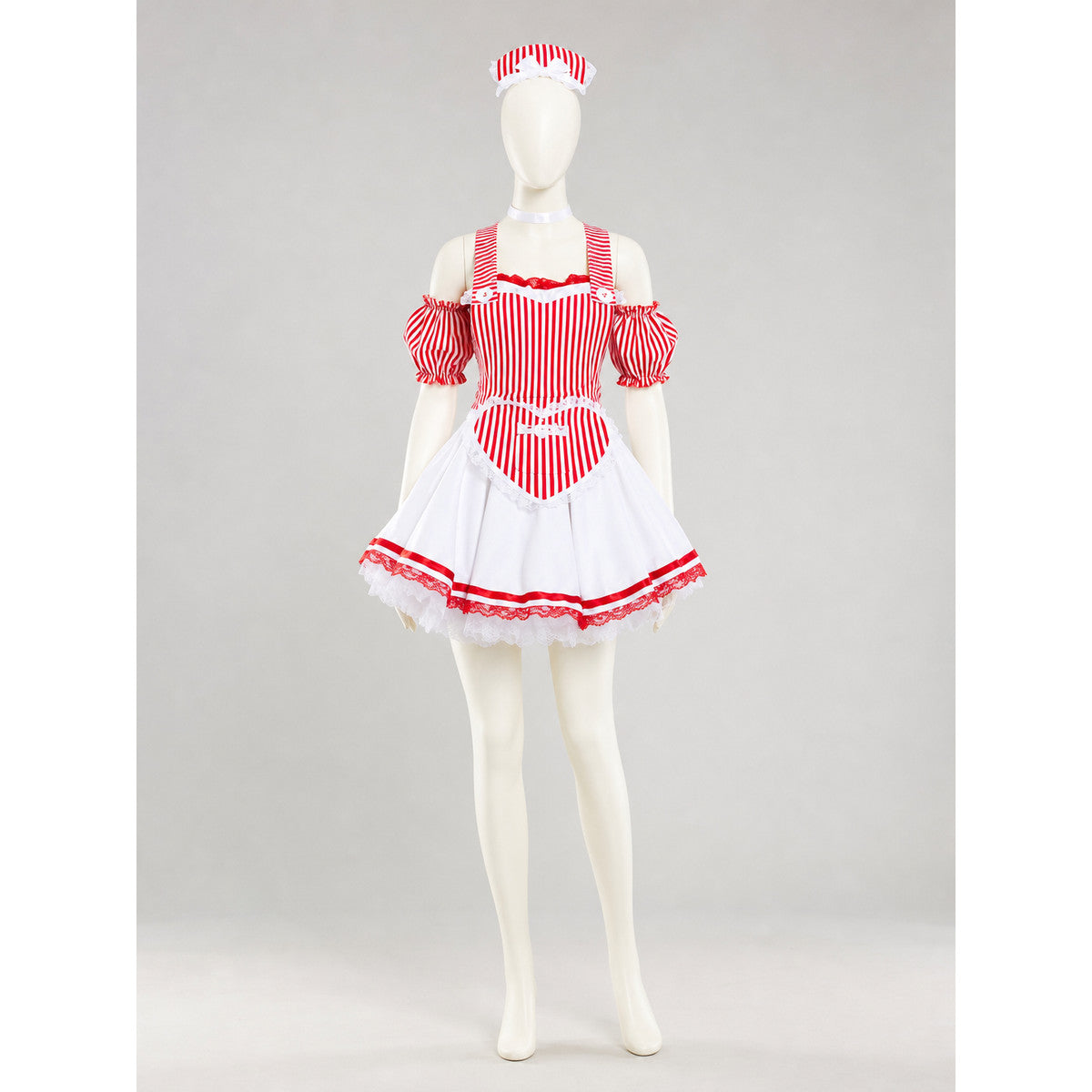 Cosplay costume dress with a striped bodice