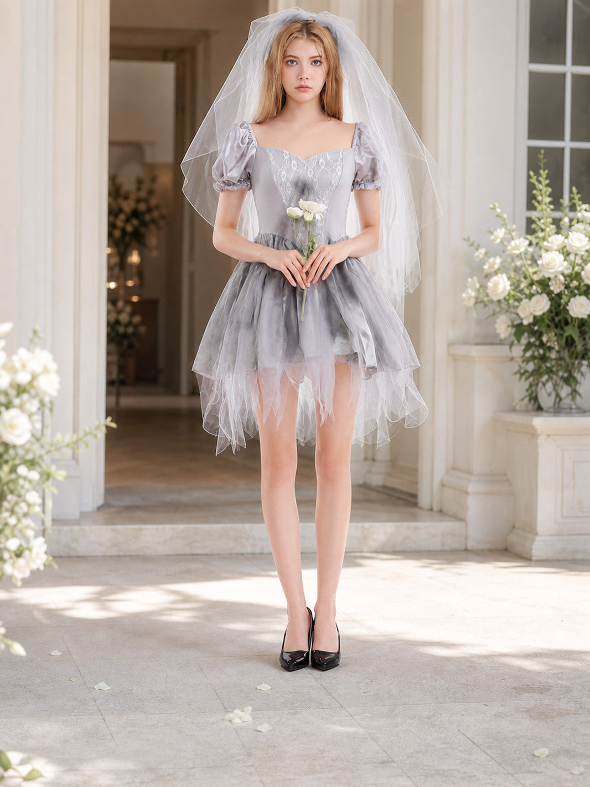 Halloween Vampire Costume, Dress and Veil