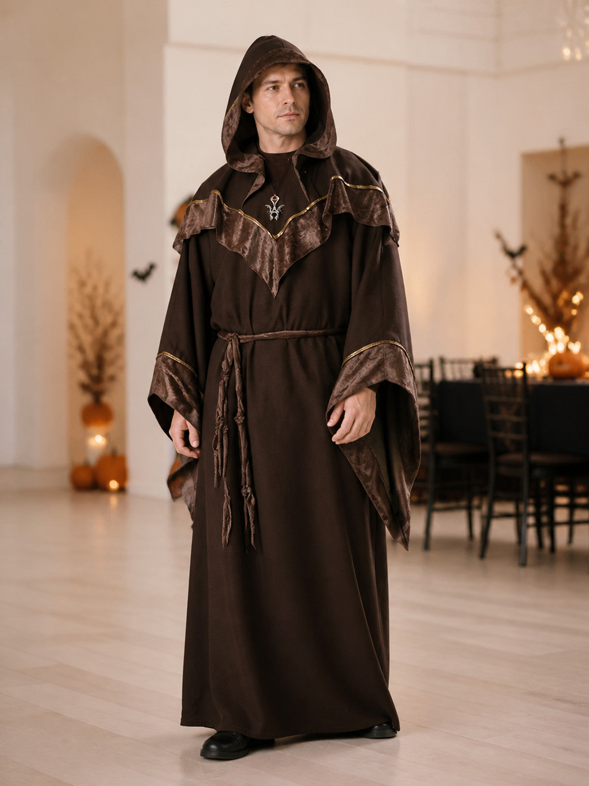 Brown Hooded Wizard Costume lifestyle view