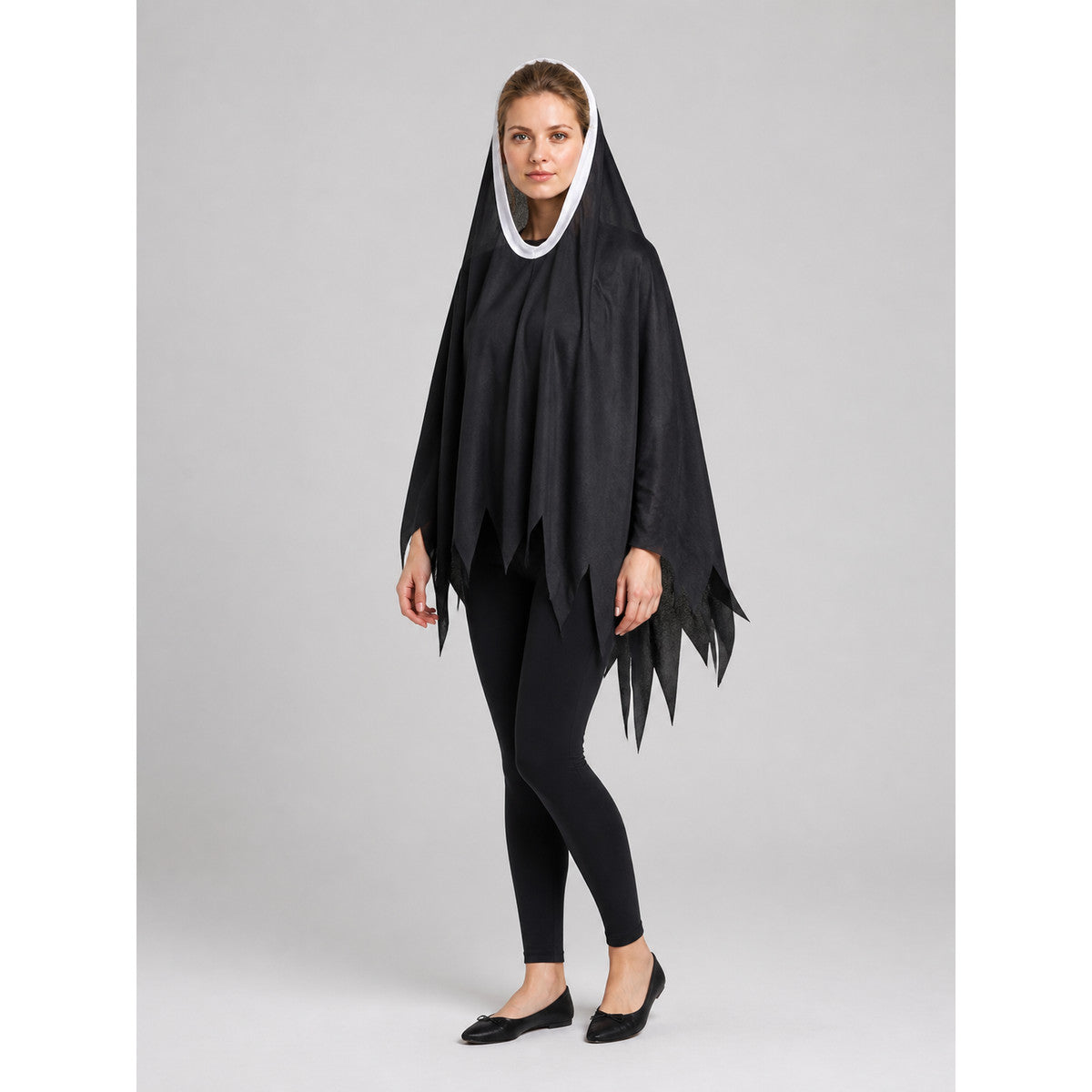 Halloween Nun Costume with Hood and Ragged Edges Costumes detail