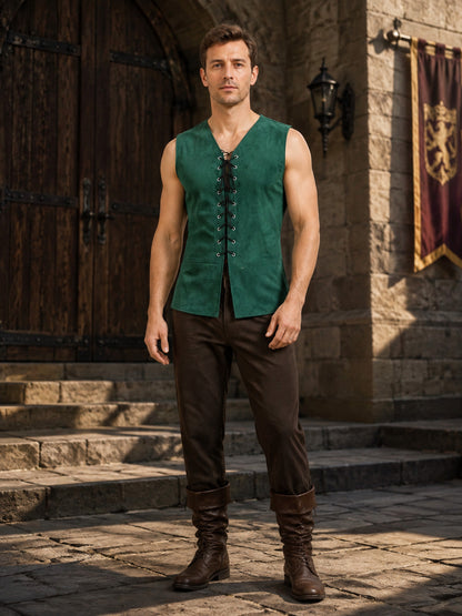 Medieval Lace-Up Vest for Stage Performances Costumes detail