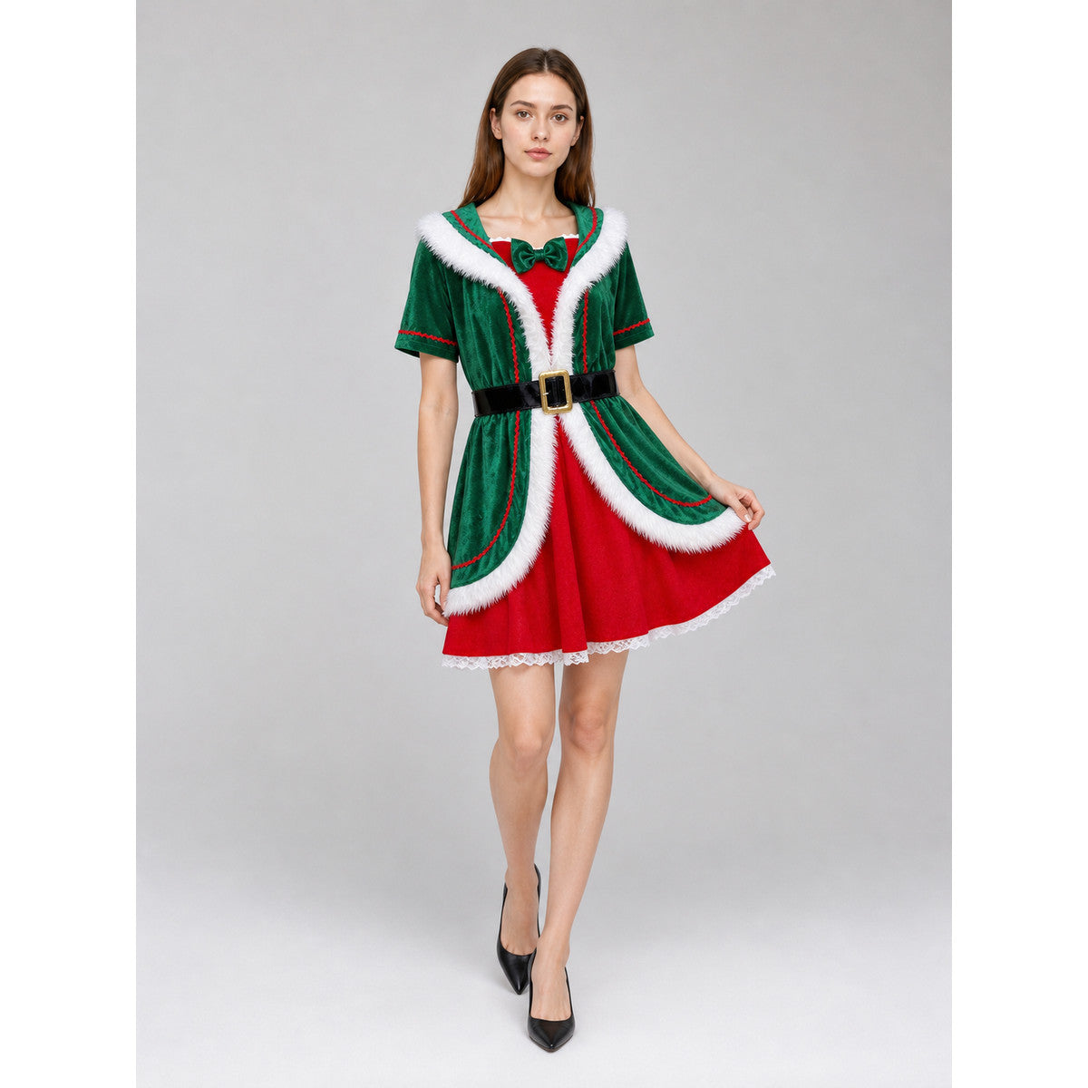 Christmas costume dress with hat and belt