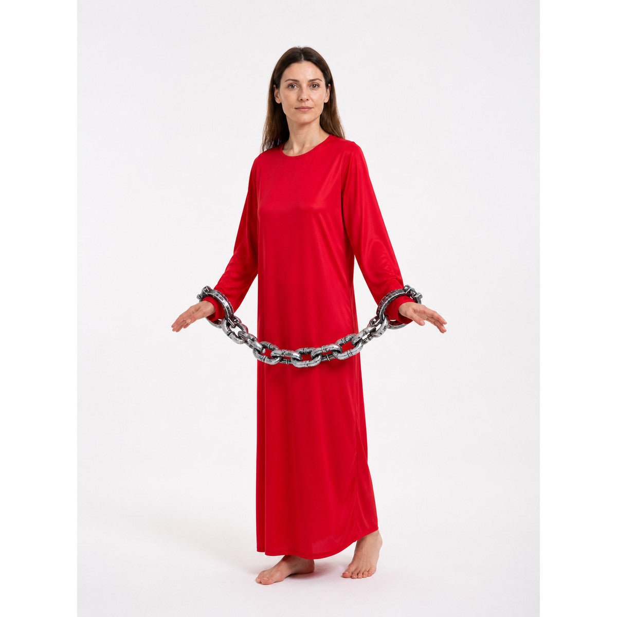 Red Long Zombie Costume with Chain for Halloween Costumes detail