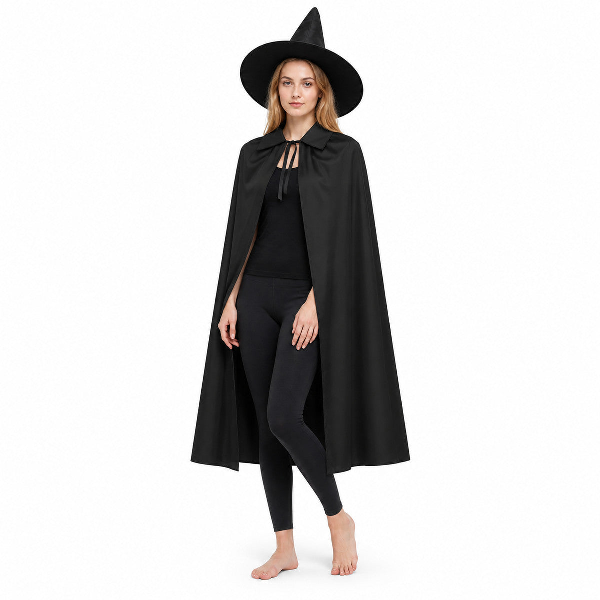 Black Witch Costume with Cape and Pointed Hat Costume Capes detail