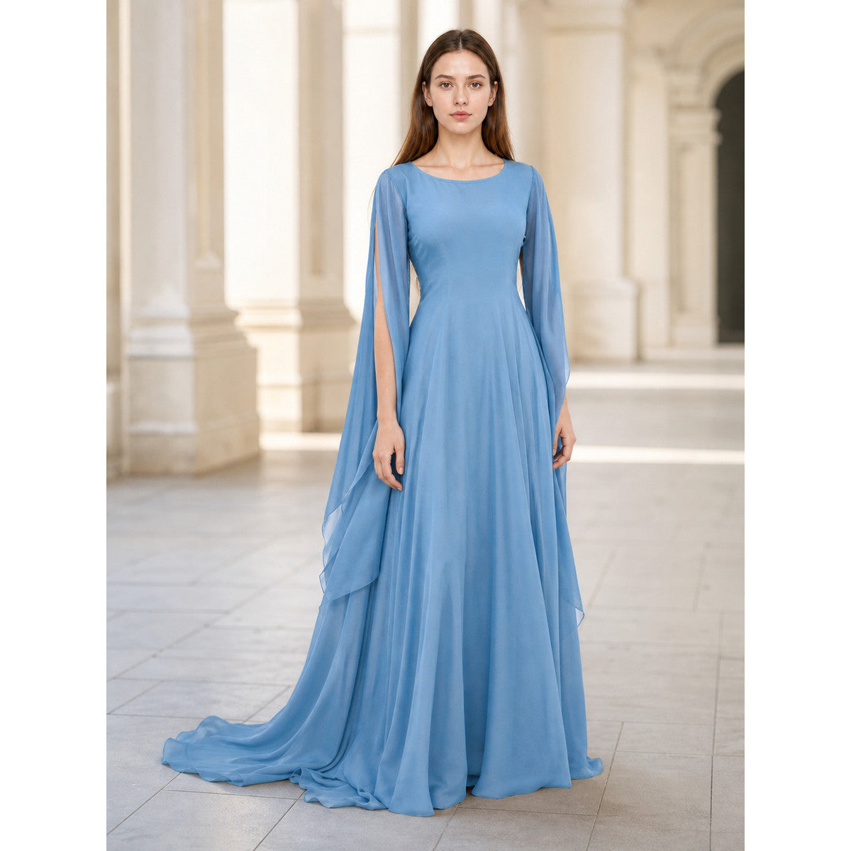 Long Light Blue Dress for Cosplay