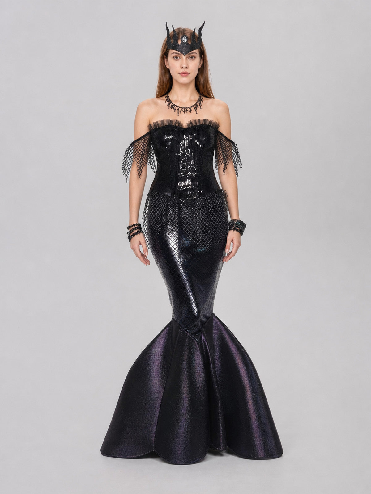 Black Sequin Mermaid Dress for Cosplay Costume Dresses detail
