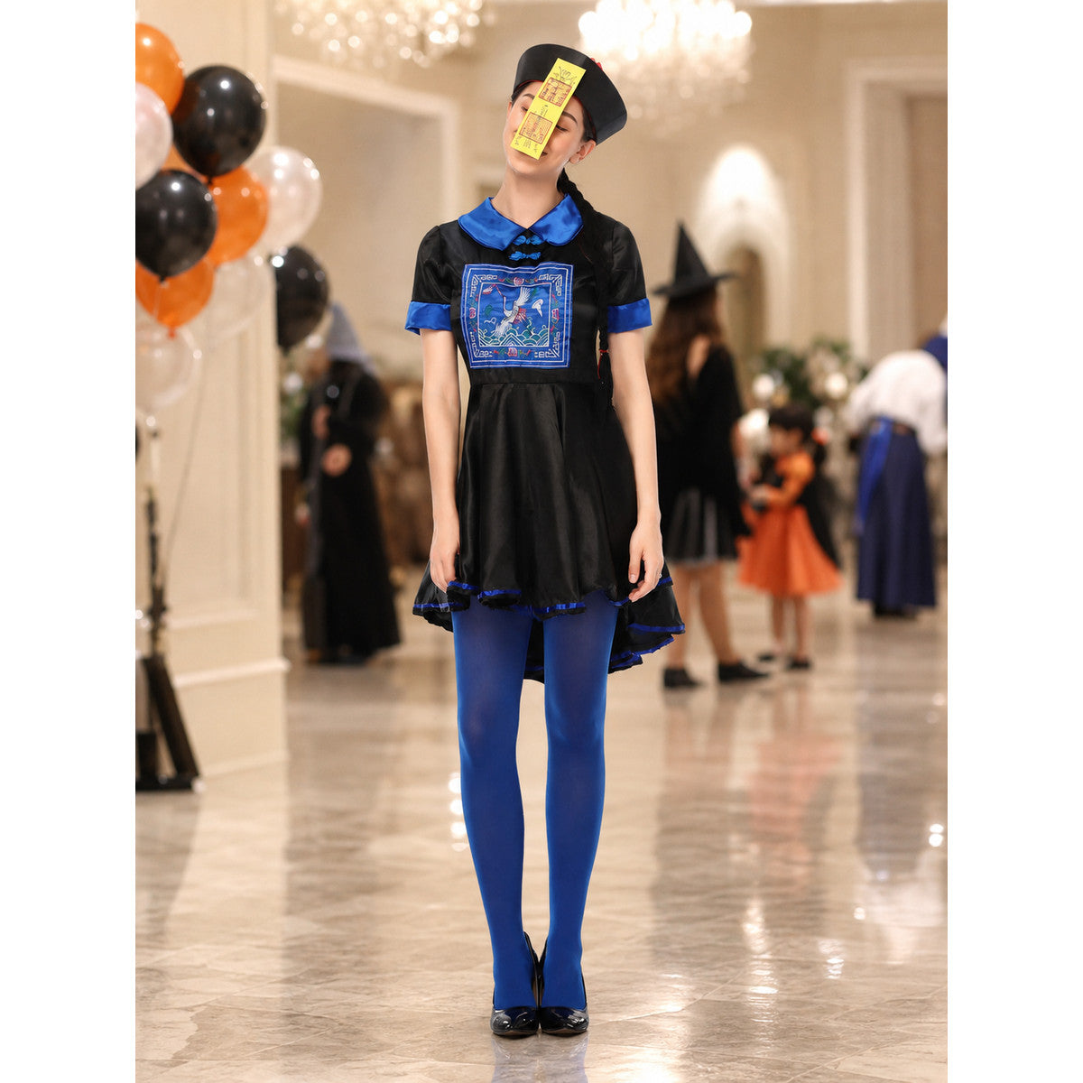 Zombie Costume Dress, Blue and Black, Fitted, Full Skirt lifestyle view