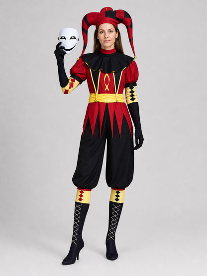 Pierrot Clown Costume, Cosplay Jumpsuit, 7 Pieces Costumes detail