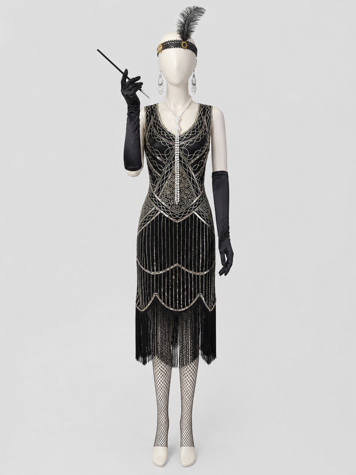 Vintage Gatsby-Style Set: Fringed Dress