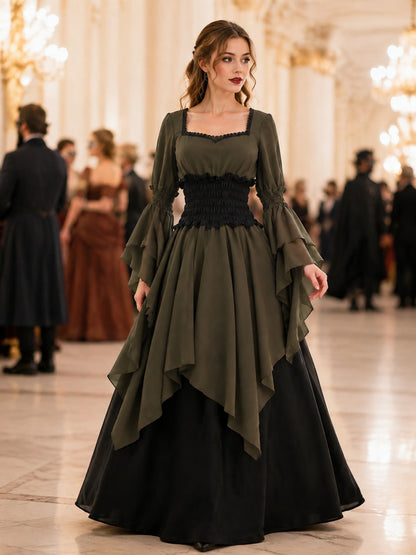 Long Historical-Style Dress with Draping lifestyle view