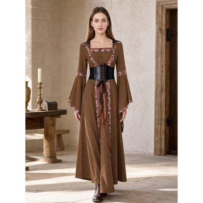 Medieval Hooded Lace-Up Dress