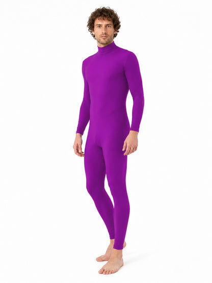 Purple Jumpsuit with a High Collar and Sleeves