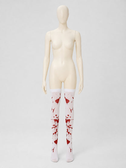 White Long Socks with Red Blood Splatter, Pair product detail