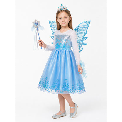 Princess Costume with Butterfly Wings and Crown Costume Headwear detail