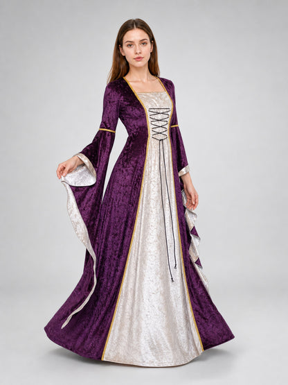 Medieval-Style Dress with Flared Sleeves