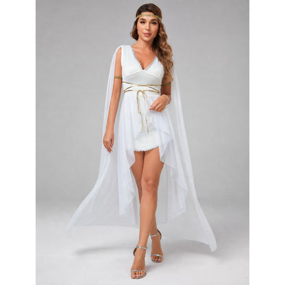 Cleopatra Costume Dress with Cape and Gold Details