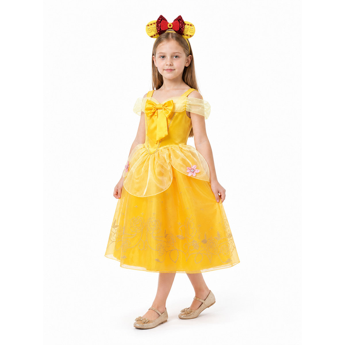 Belle Dress with Bow and Embroidery for Celebrations Costume Dresses detail