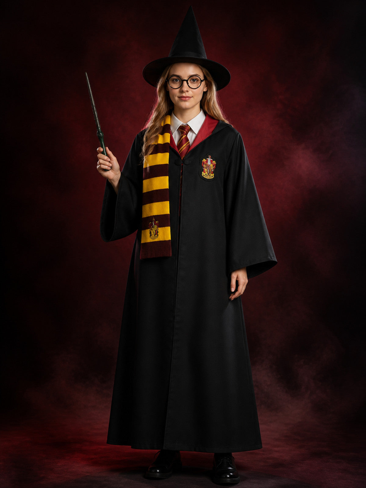 Gryffindor-Style Robe with Harry Potter Wand
