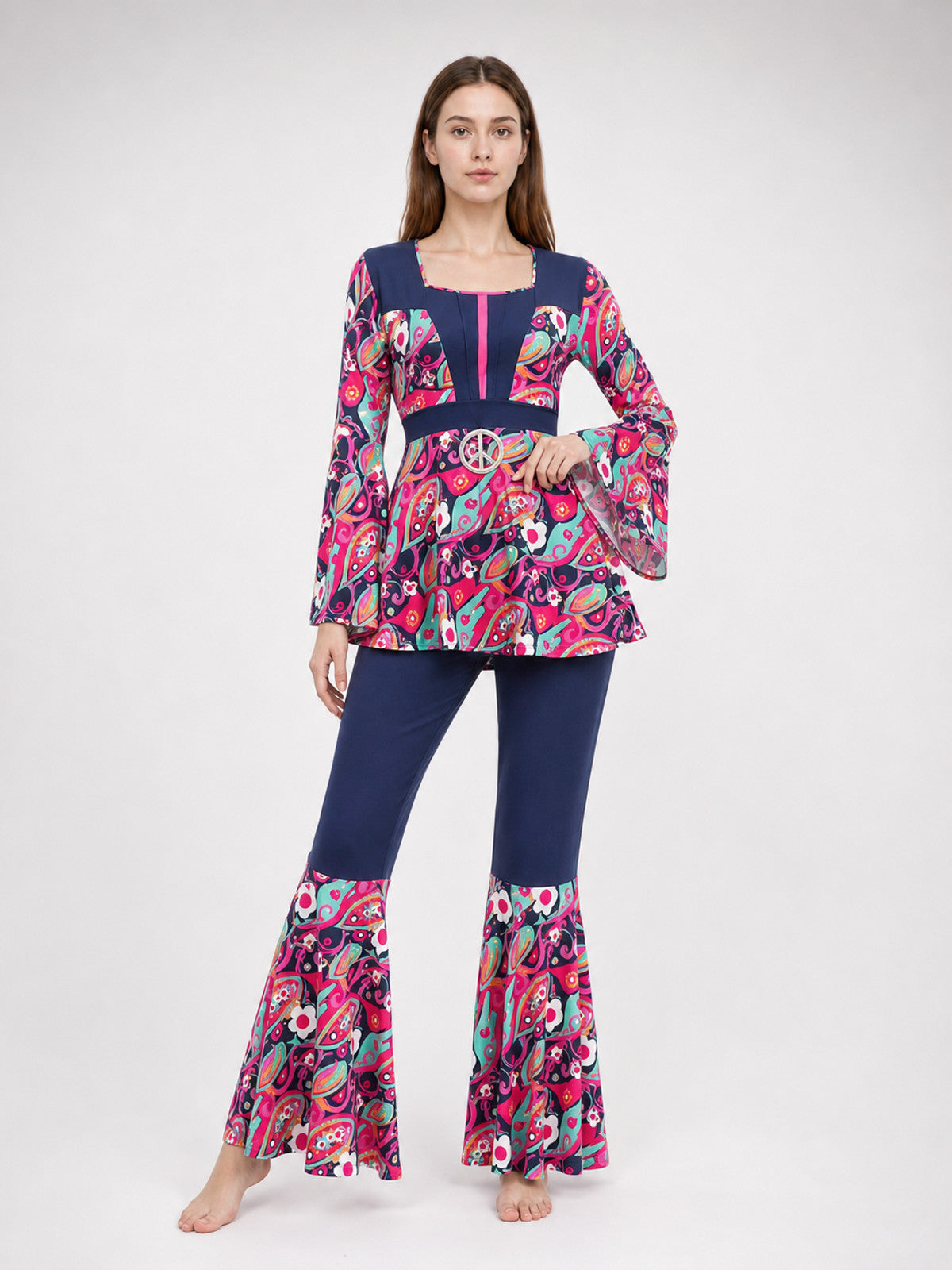 Retro Disco Flared Costume with Accessories and Pattern Costume Accessories detail