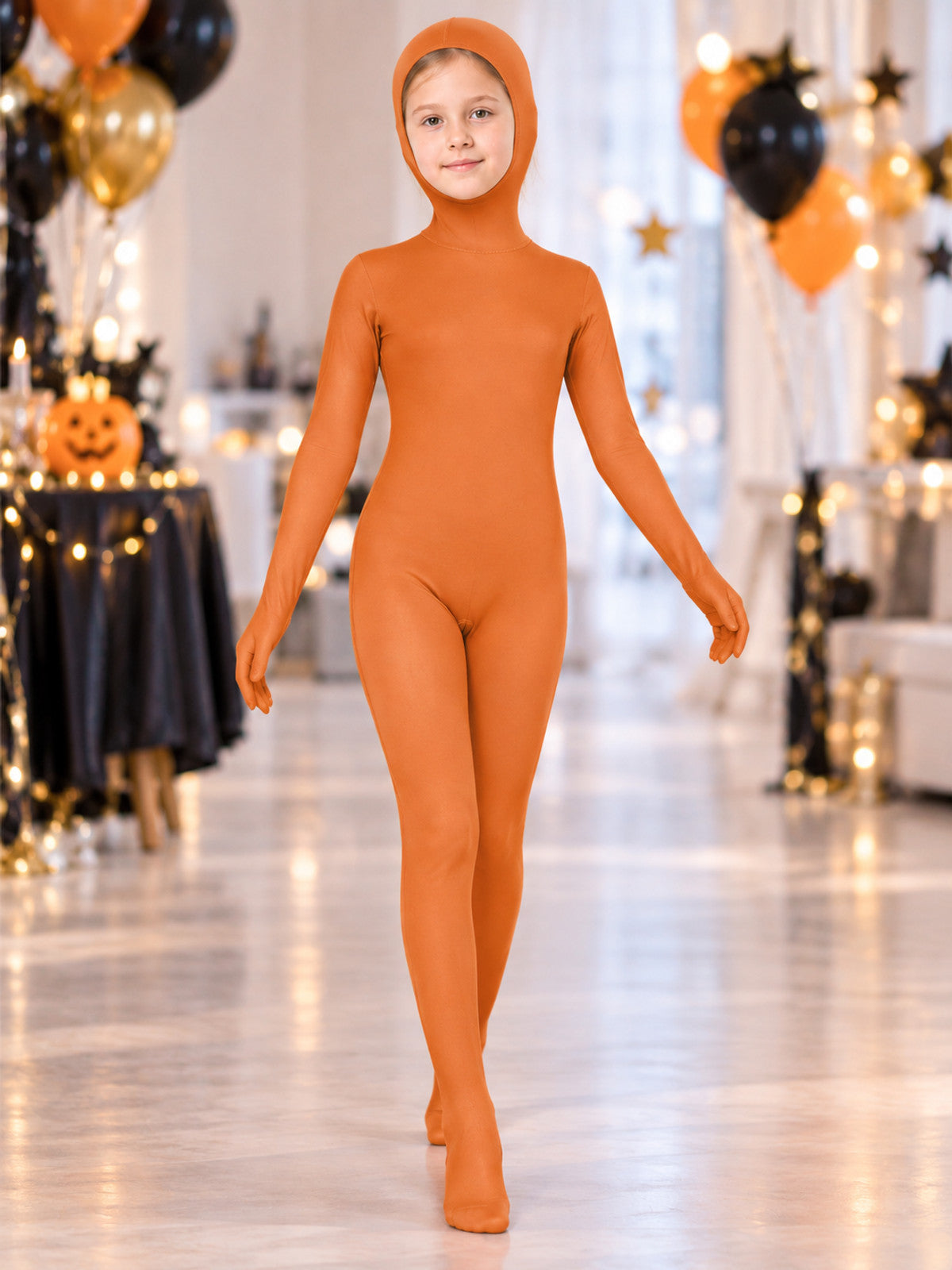 Orange Hooded Cosplay Jumpsuit lifestyle view