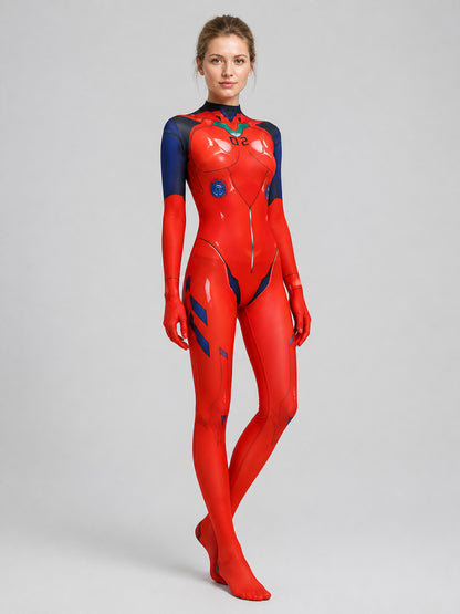 Figure 02 Red and Blue Form-Fitting Jumpsuit