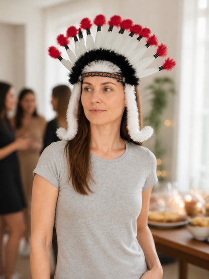 Indian-style carnival headdress with feathers lifestyle view