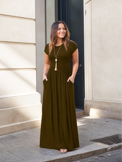 Maxi Dress with a V-Neckline and Vertical Texture Costume Dresses detail
