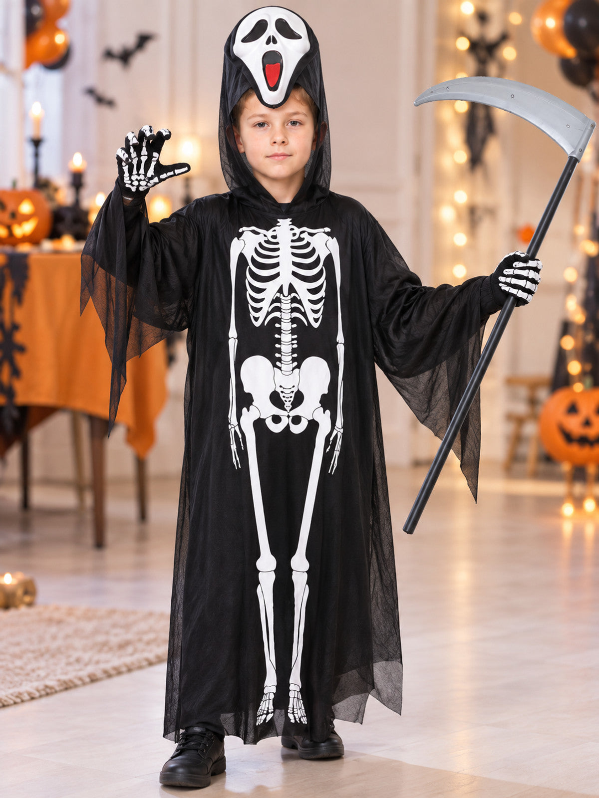 Skeleton Costume with Mask and Props lifestyle view
