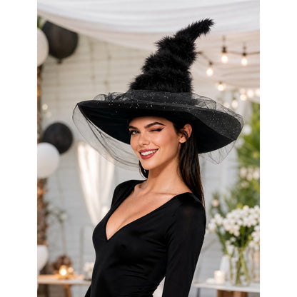 Halloween Witch Hat with Veil lifestyle