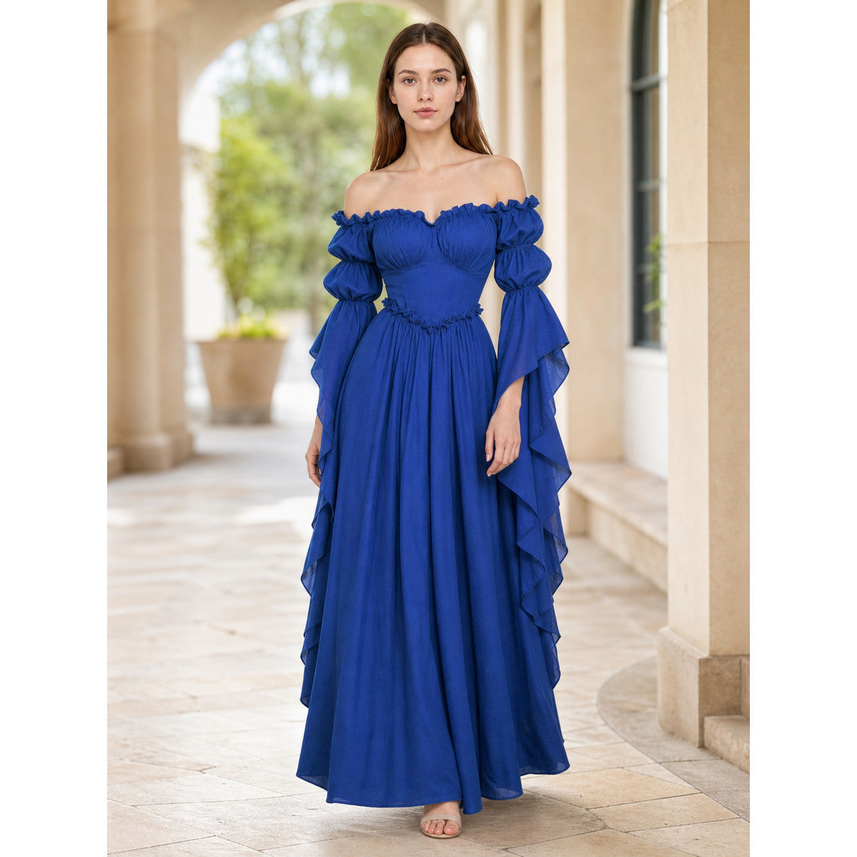 Vintage-Style Medieval Dress, Blue