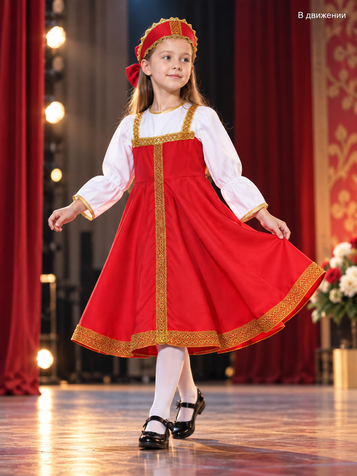 gold children_stage_costume_red_dress_headwear product image 2
