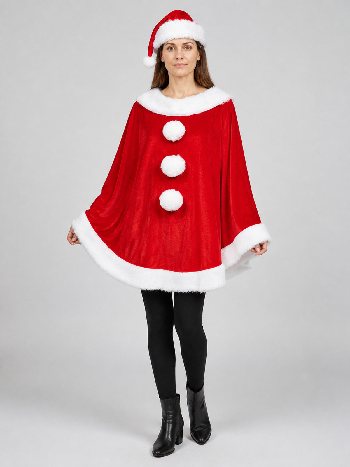 Christmas Cape with White Trim Costume Capes detail