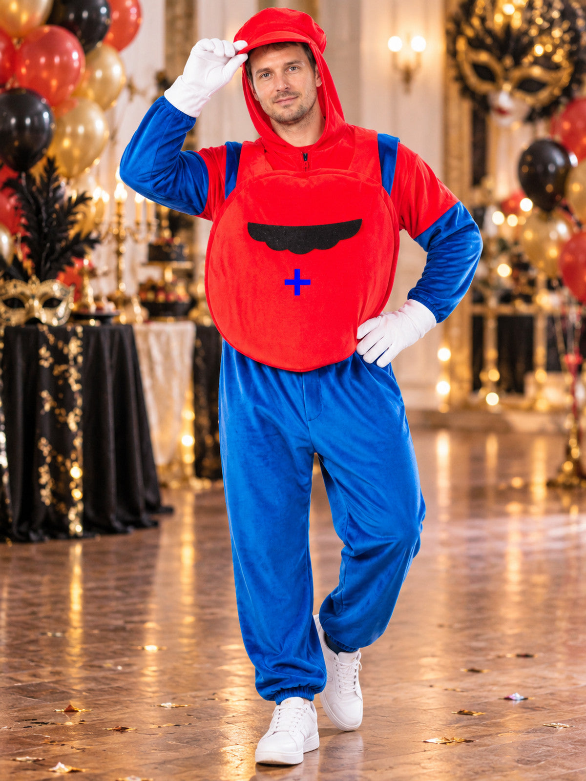 Super Mario Adult Costume with Mustache
