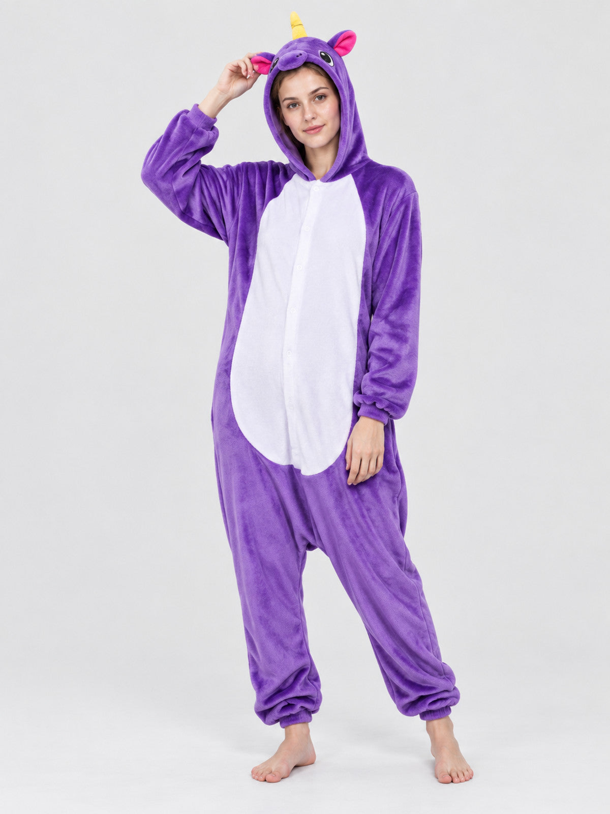 Purple Fleece Pajama Jumpsuit with White Insert