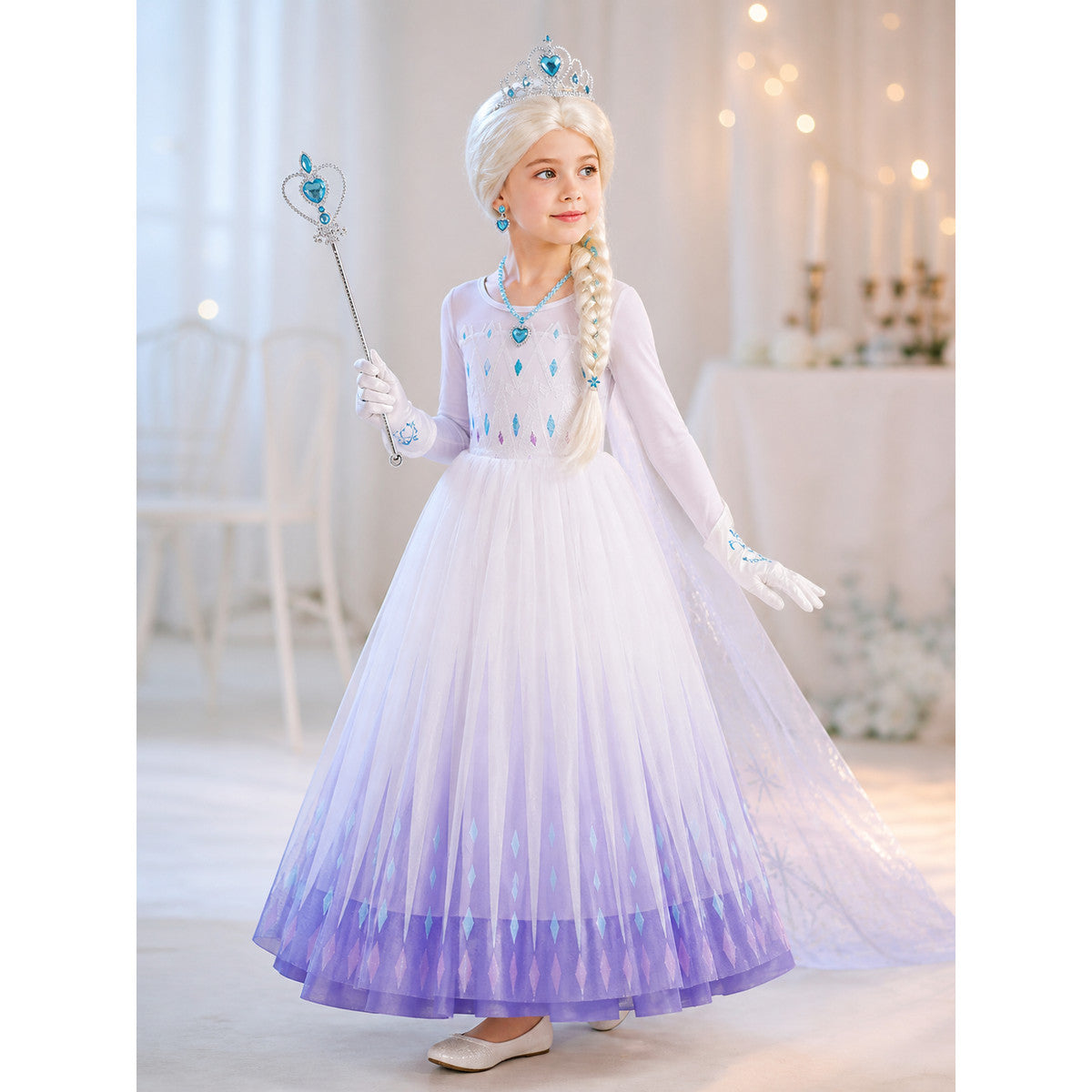 Purple Snow Princess Carnival Costume for Cosplay lifestyle view