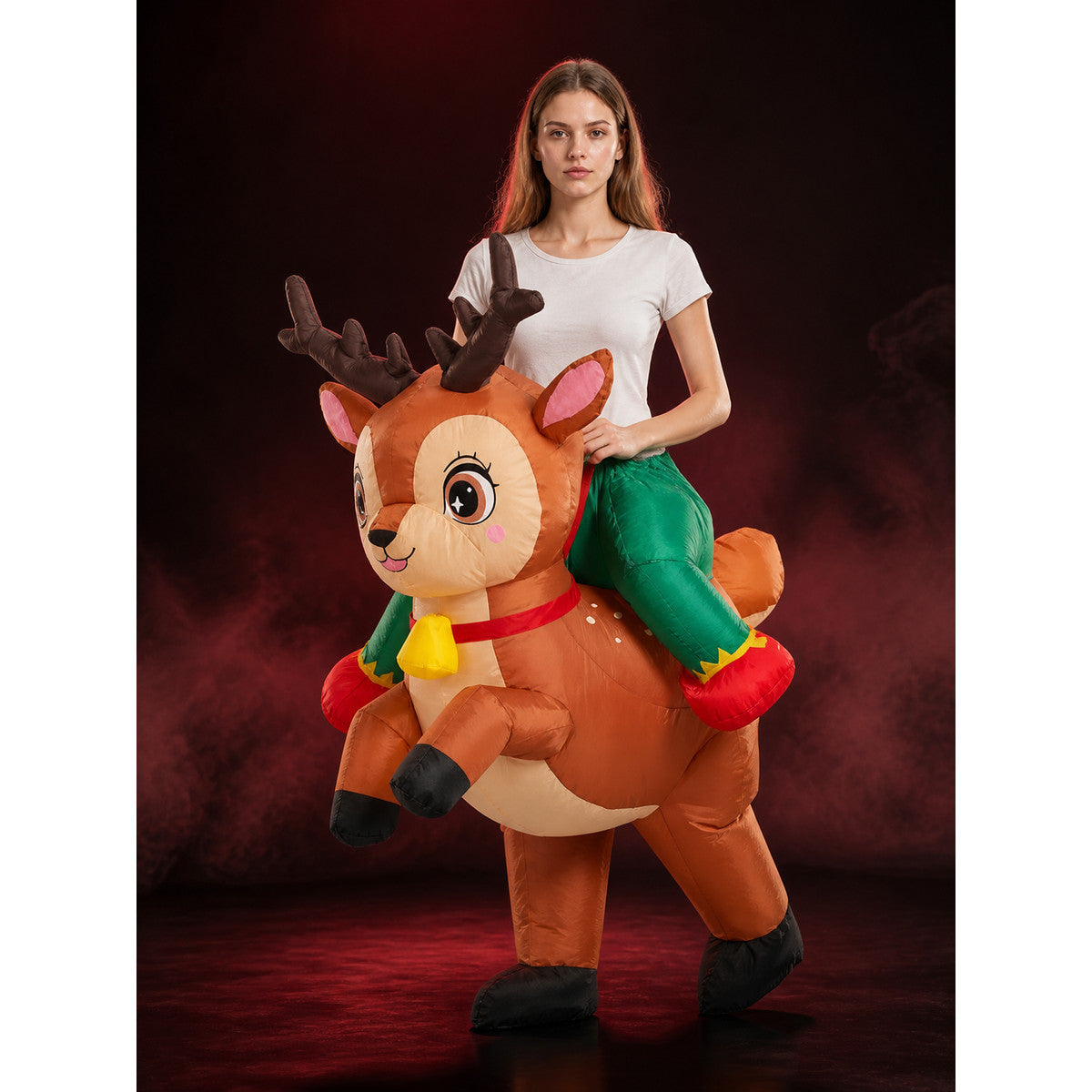 Reindeer Costume With Antlers And Bells, Cartoon Animal Outfit main product view