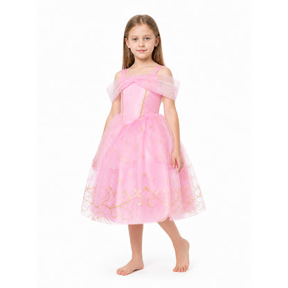 Pink Princess Dress with Full Skirt and Bow Costume Dresses detail