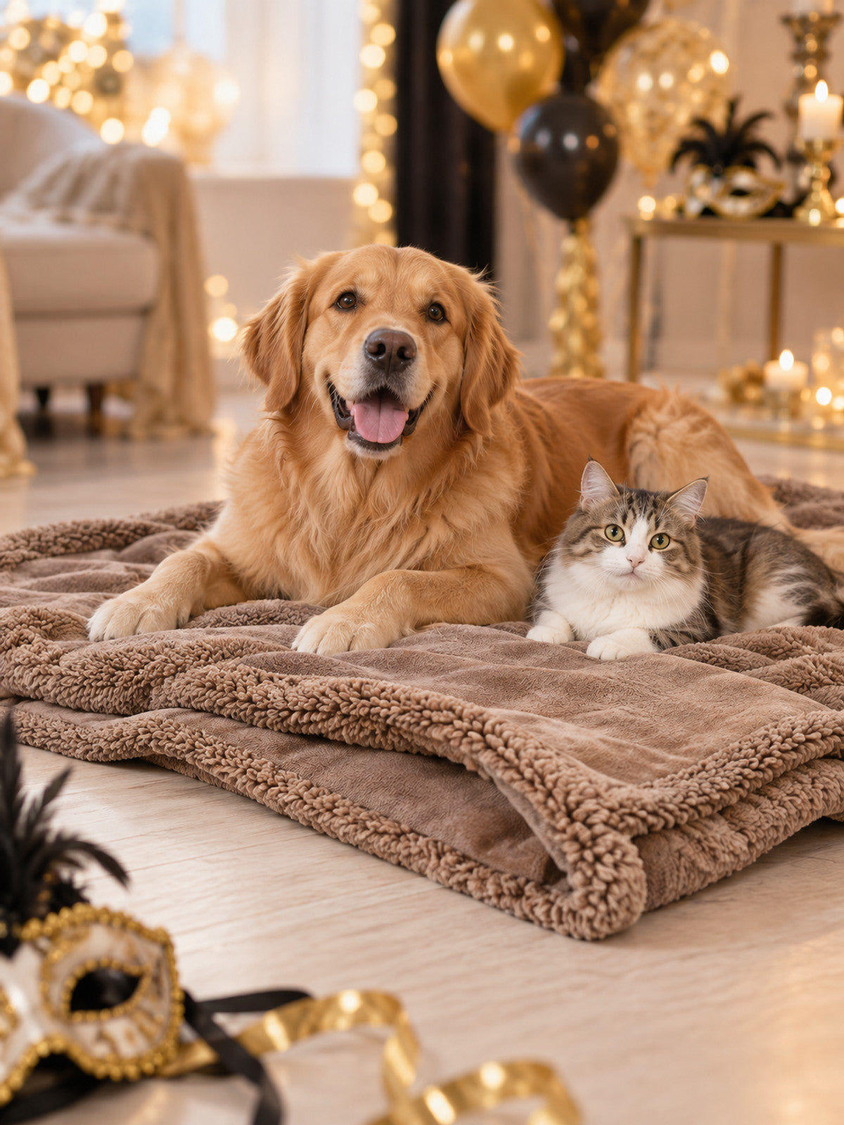 Reversible Pet Blanket with Edging lifestyle view