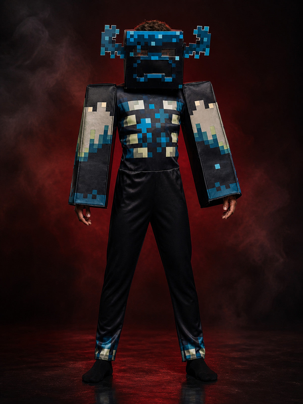 Kids Minecraft Movie Warden Bodysuit, Pixel Art Halloween Costume