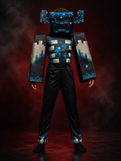 Kids Minecraft Movie Warden Bodysuit, Pixel Art Halloween Costume