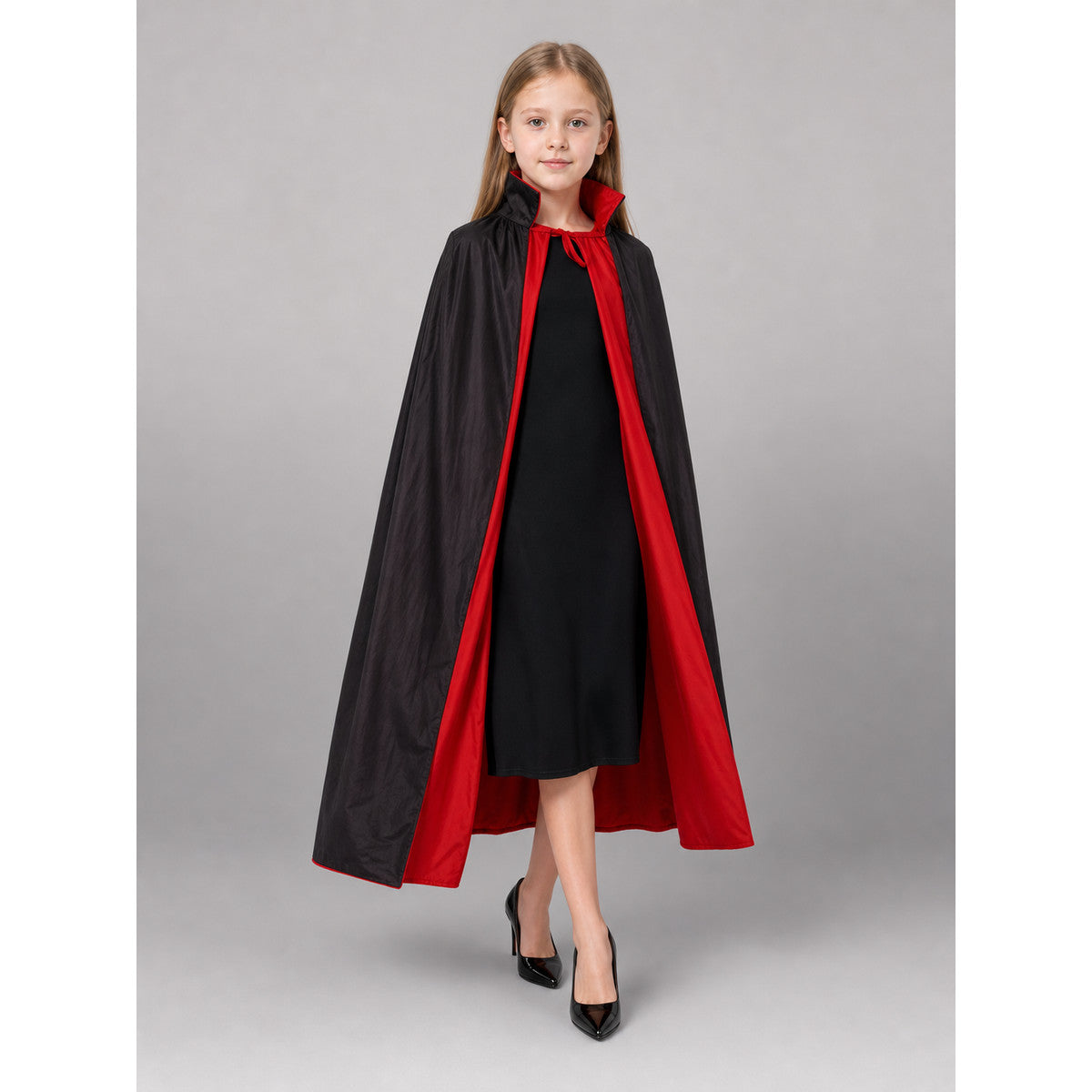 Long Black and Red Gothic Carnival Cloak