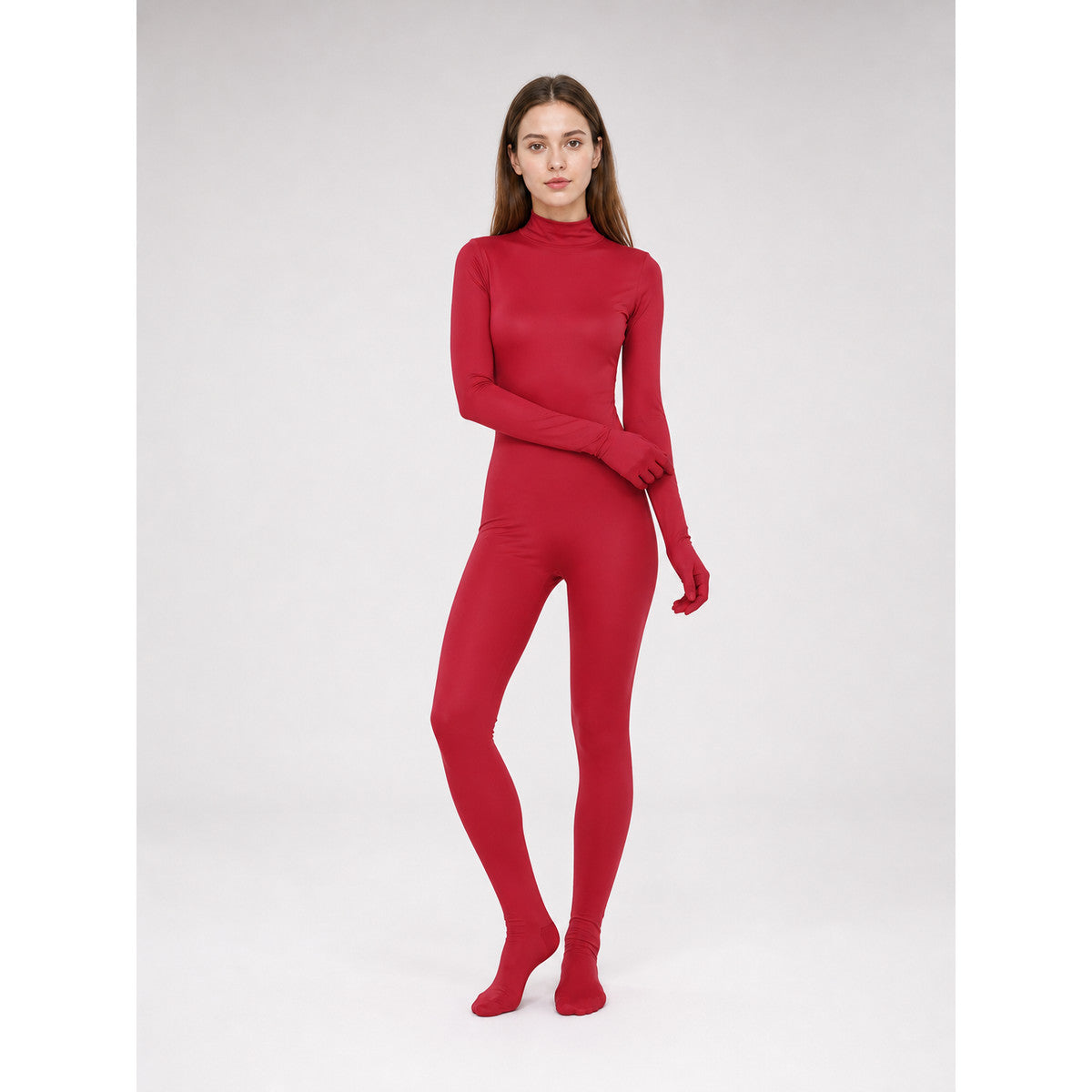 Burgundy Morph Suit Costume with Hood