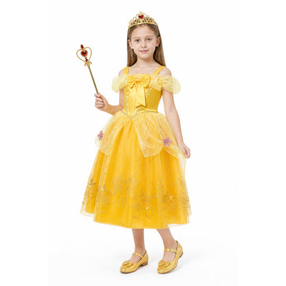 Belle Costume: Yellow Dress with Crown and Wand Costume Dresses detail